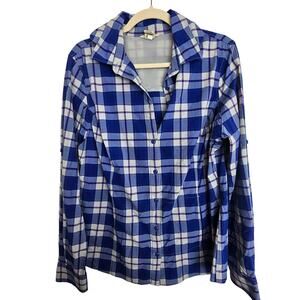 Duluth Trading Co Womens Plaid Vented Button Shirt L Gorpcore Outdoor Stretch